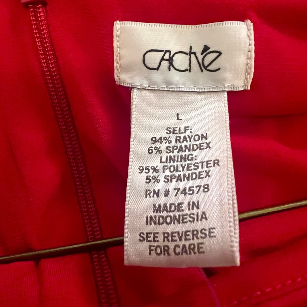 Cashe Red Ruffled Lined Cocktail Dress Size L - Picture 5 of 10
